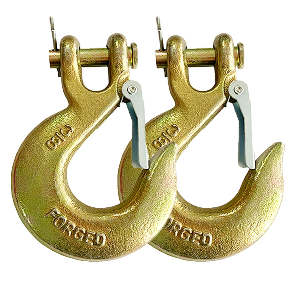 2 Pack 3/8 Inch Forged Steel Clevis Slip Hook with Safety Latch W16128