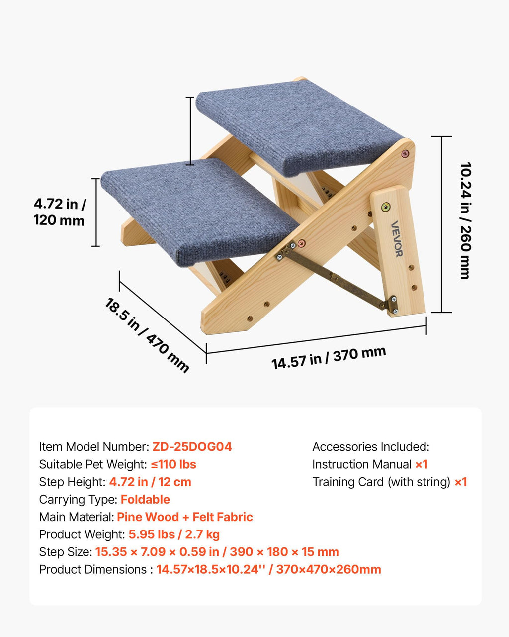 Wood 2-Step Pet Stairs O790