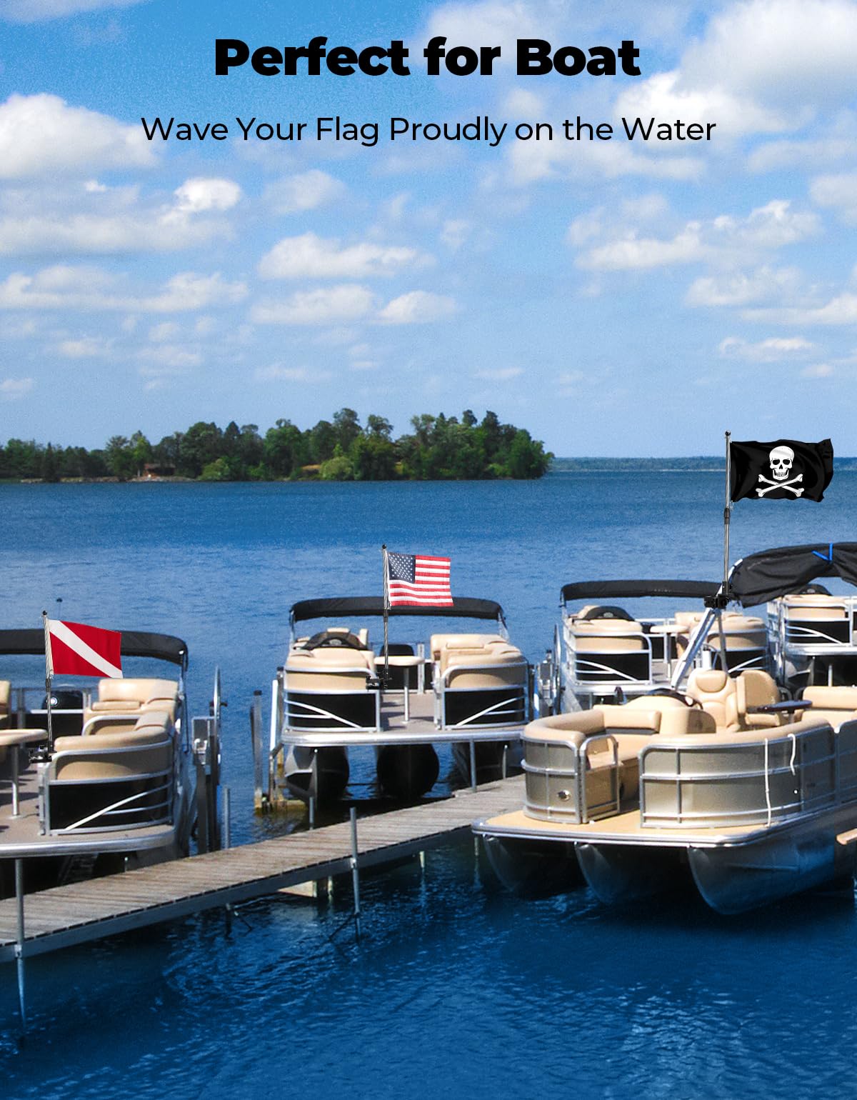 Stainless Steel 360° Rotating Boat Flag Pole Holder Z3589