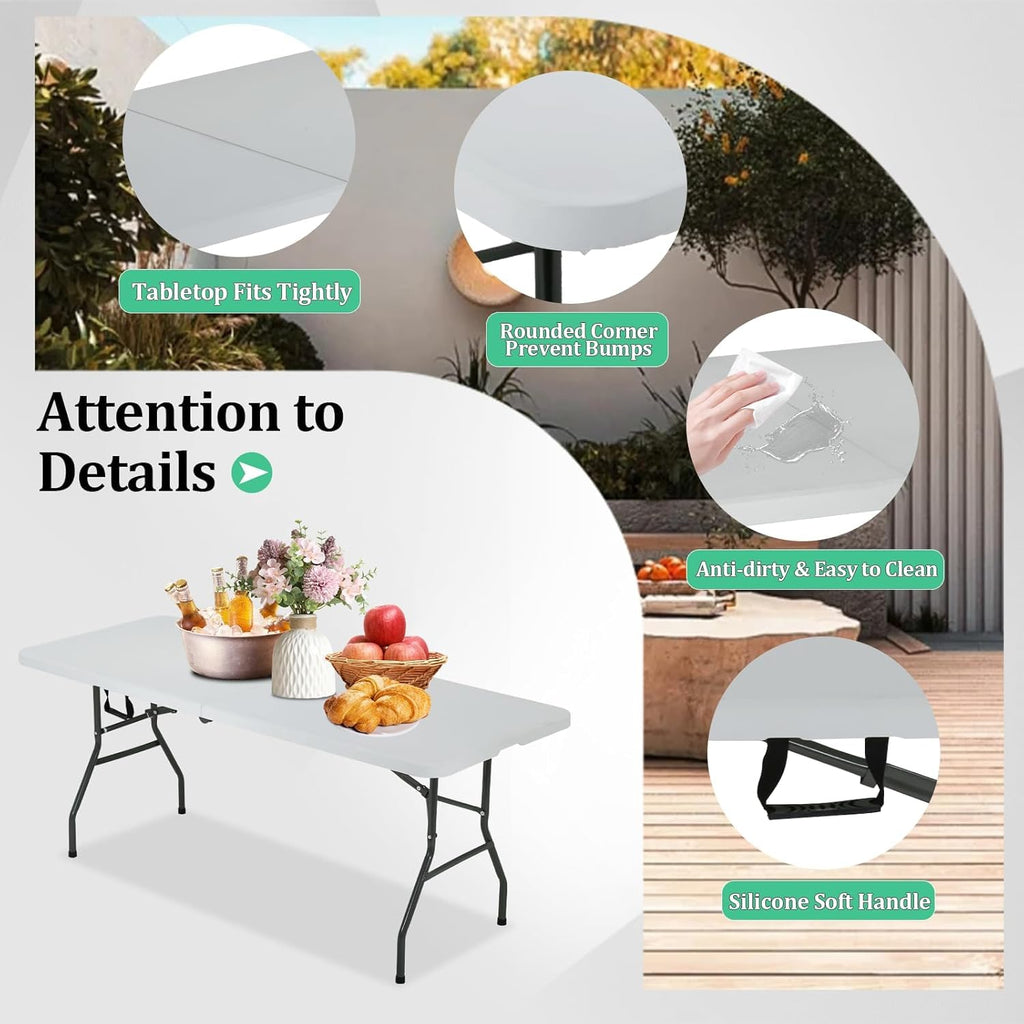 6 Ft White Folding Plastic Table W296
