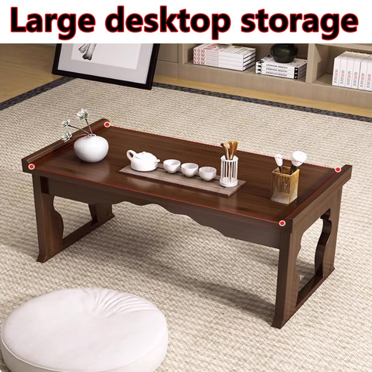 Foldable Bamboo Coffee Table with Storage S4424