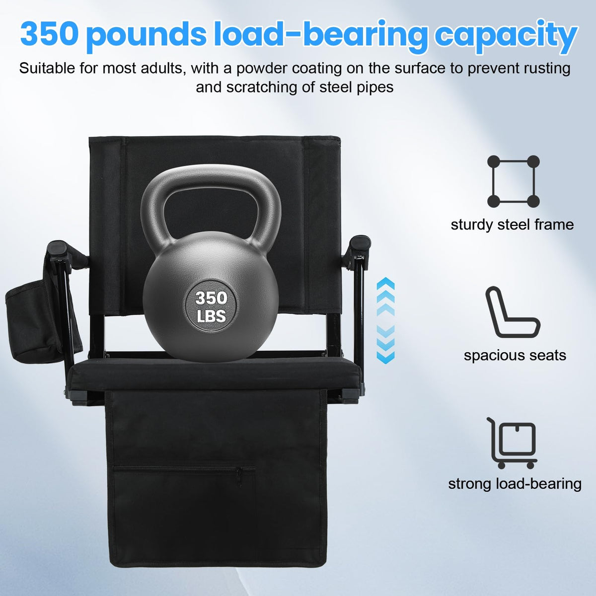 2 Pcs Folding Stadium Seat with Back Support and Cushion J500