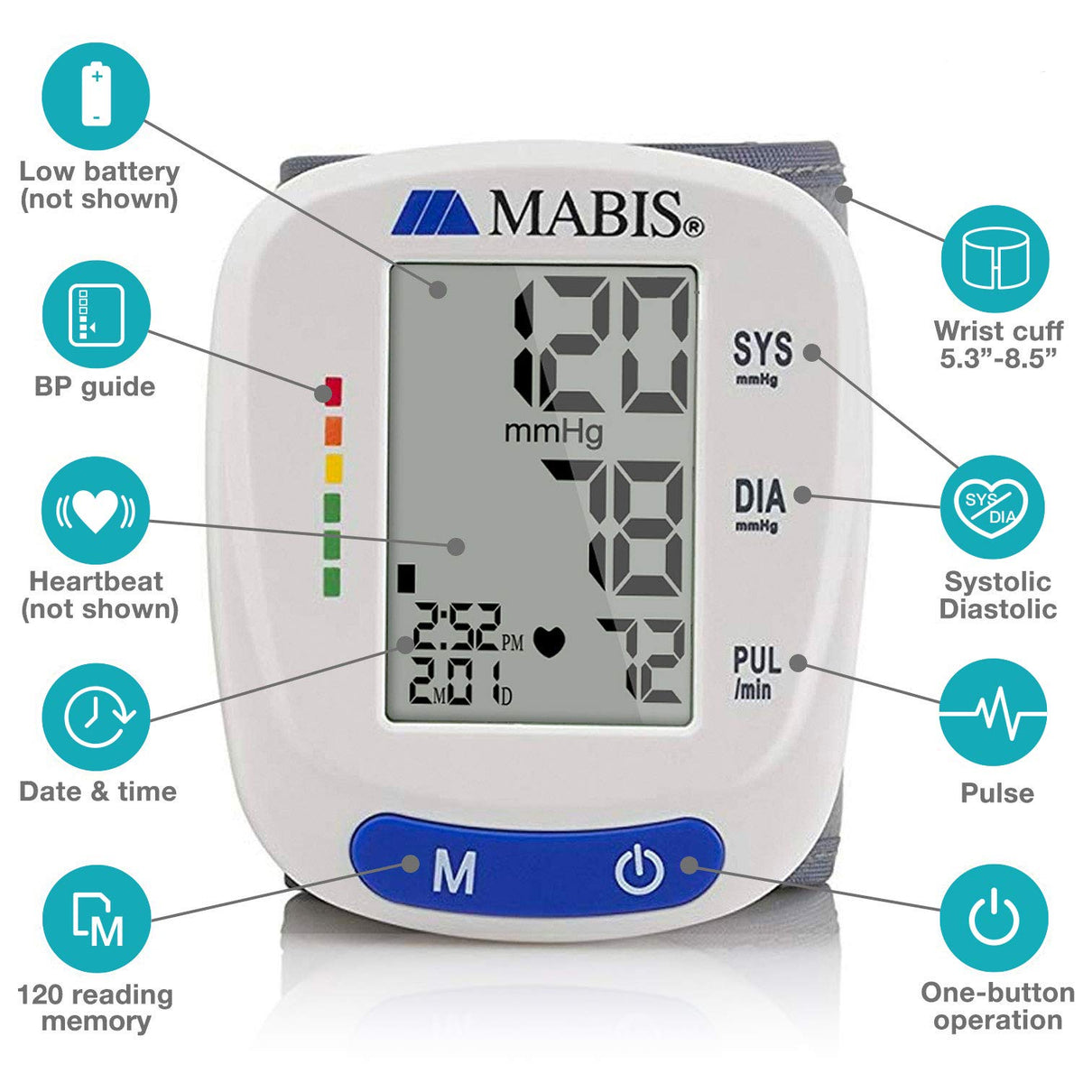 Digital Wrist Blood Pressure Monitor with Automatic Wrist Cuff V832