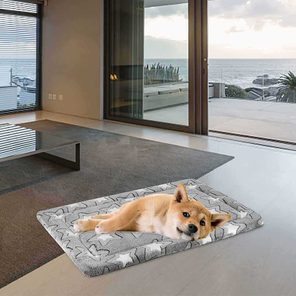30"x20" Star Pattern Grey Dog Crate Pad M237481