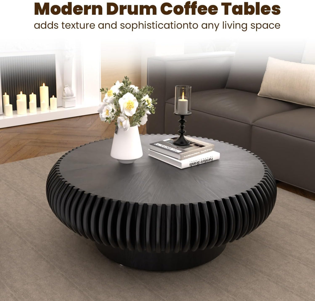 31.5" Black Drum Coffee Table F485501