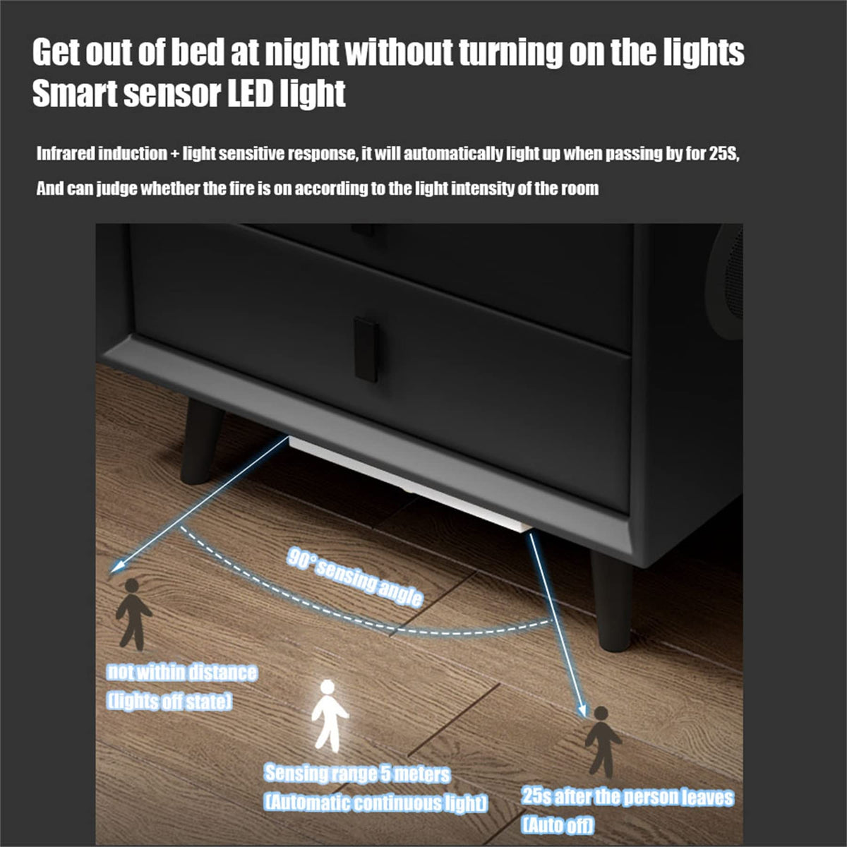 White 3 Drawer Nightstand with Wireless Charging and LED Lights L52117