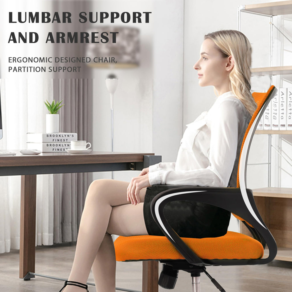 Orange Adjustable Mesh Office Chair with Lumbar Support H3048