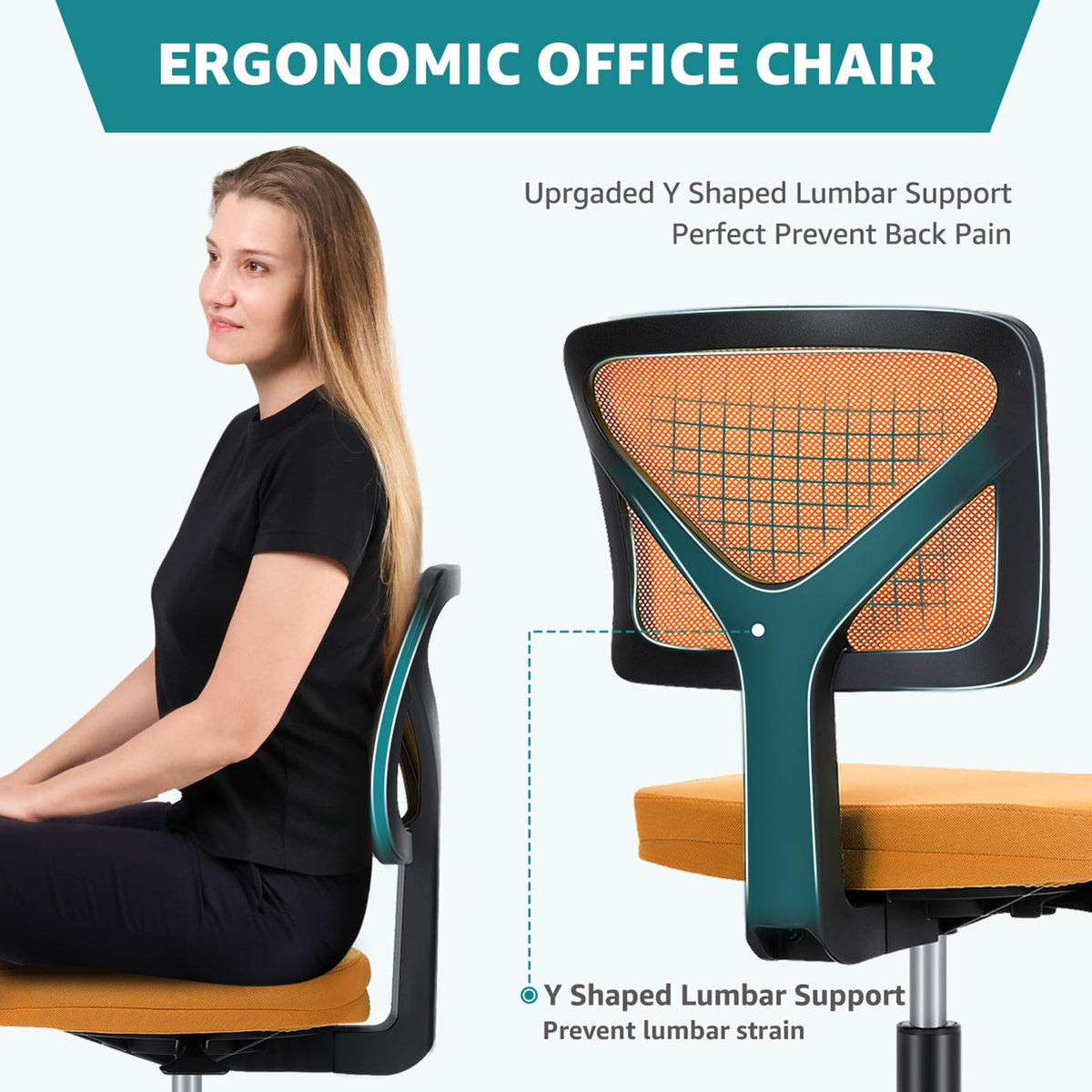 Armless Ergonomic Home Office Chair T537