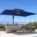 10' X 13' Patio Cantilever Umbrella with Base and LED Lights T751238