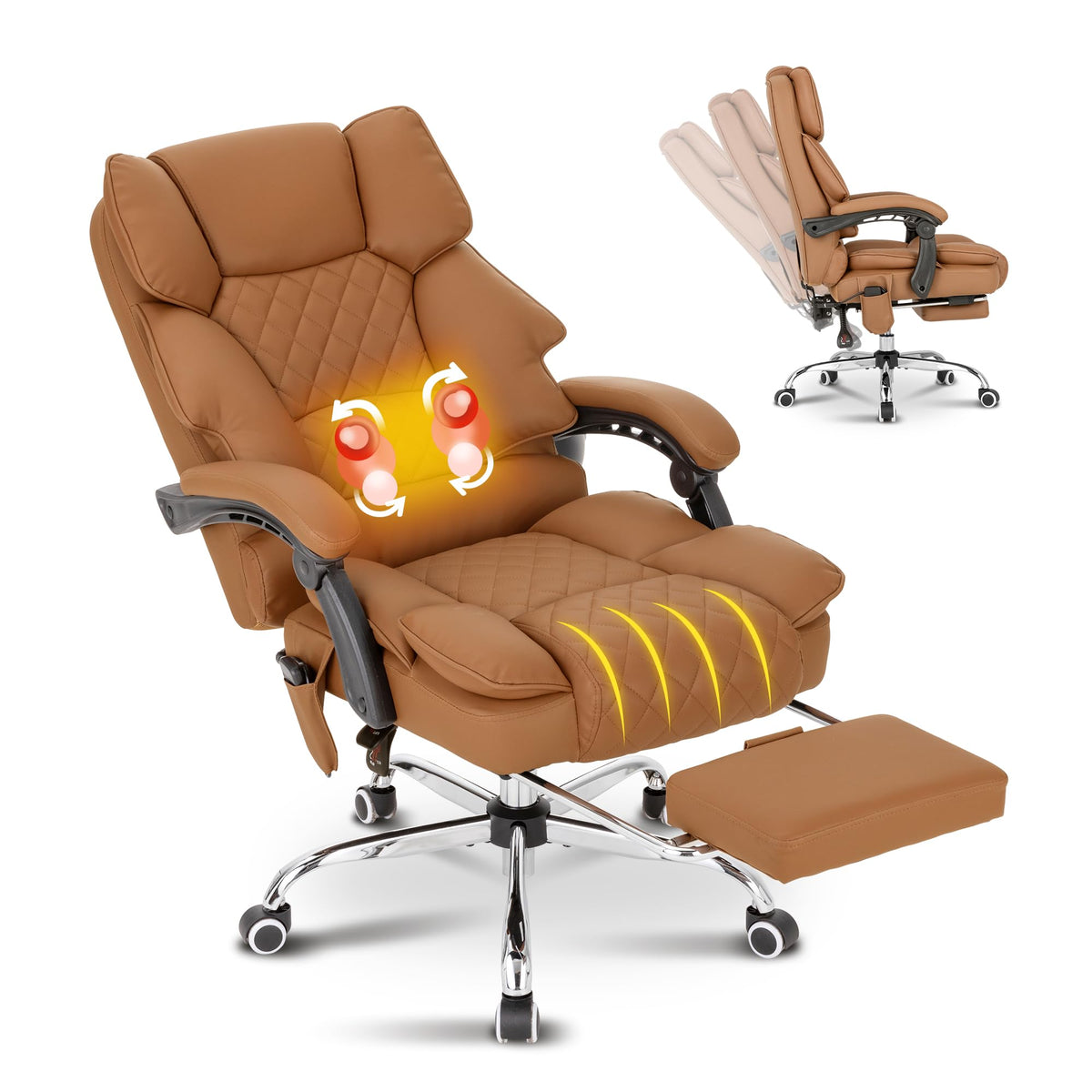 Heated Reclining Office Chair with Footrest T3365