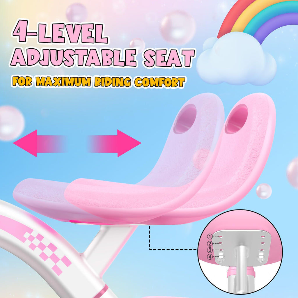 Pink Toddler Tricycle with Adjustable Seat and Light Wheels Q9887
