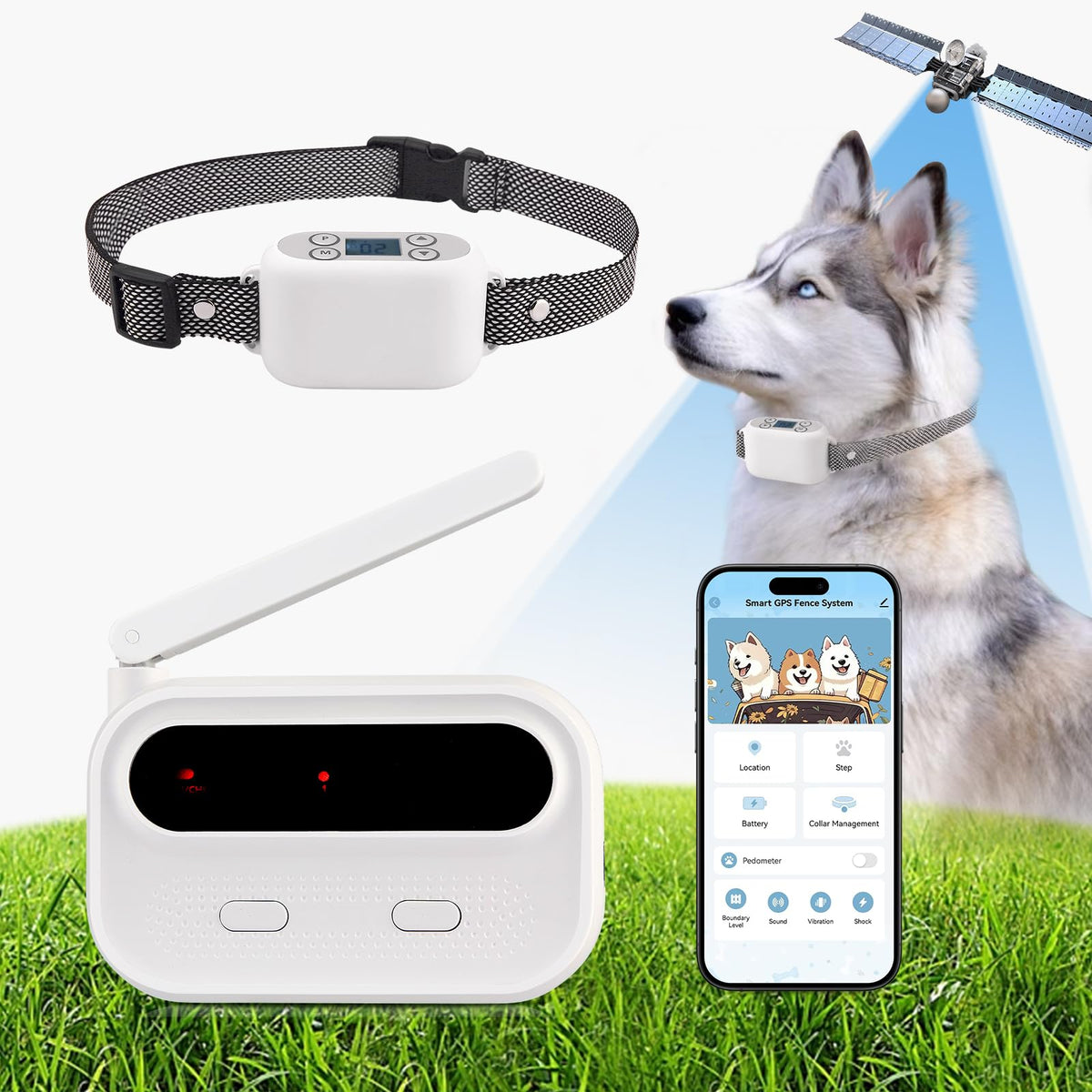 Wireless Dog Fence System with App Control, IPX7 Waterproof, up to 5 Dogs X7953