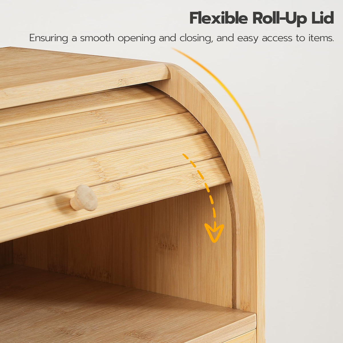Bamboo 2 Tier Roll-Top Bread Box T1094
