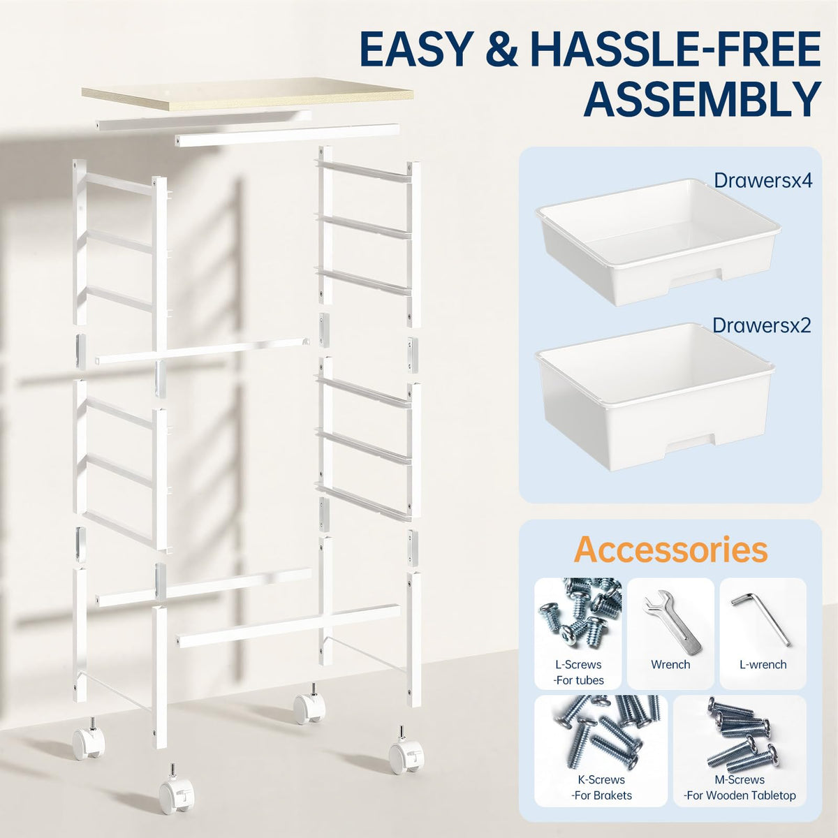 Rolling Storage Cart with 6 Drawers Q88419