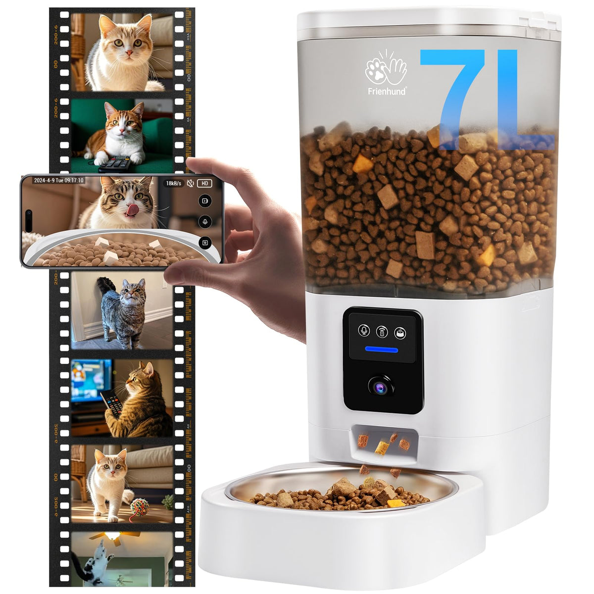 Automatic Cat Feeder with 2K Camera 5G WiFi 7L W4559