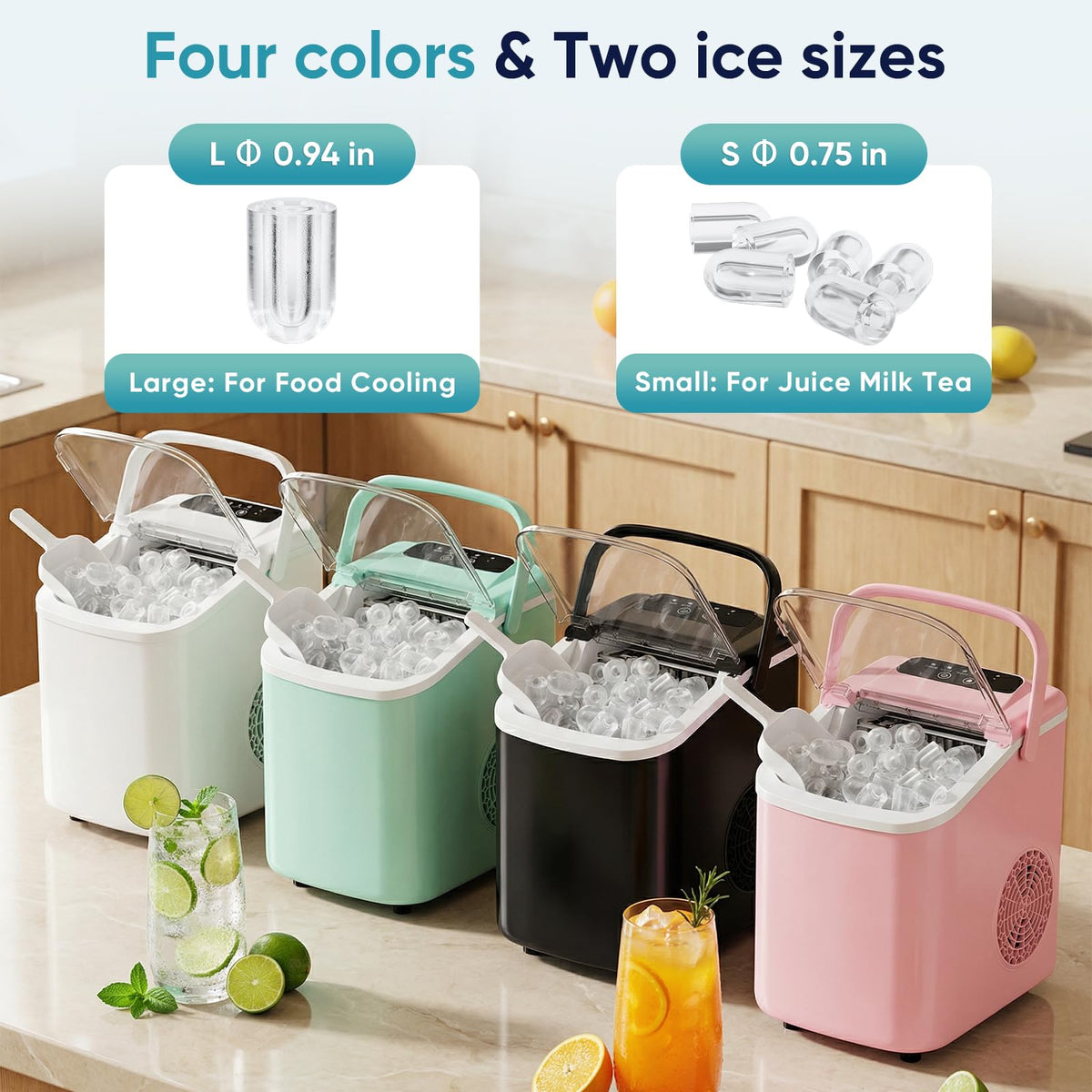 Countertop Ice Maker with Basket and Scoop, 26lbs Daily S816793