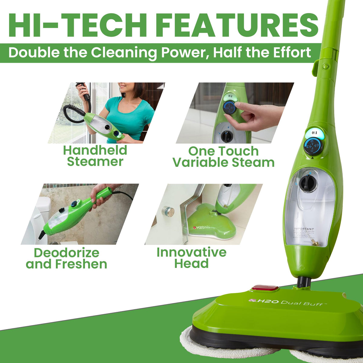 8 in 1 Handheld Steam Mop with 2 Washable Scrub Pads P459377