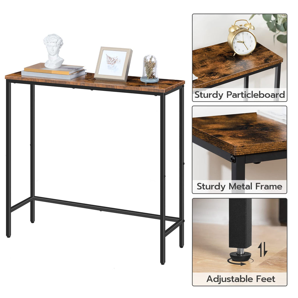 Narrow Console Table, Rustic Brown and Black O5087