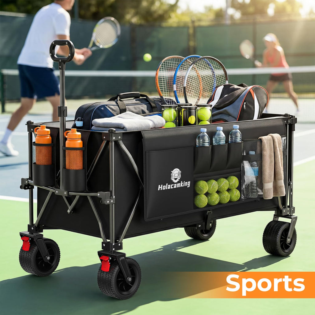 70”L Collapsible Wagon Cart with Big Wheels, Black Q693225