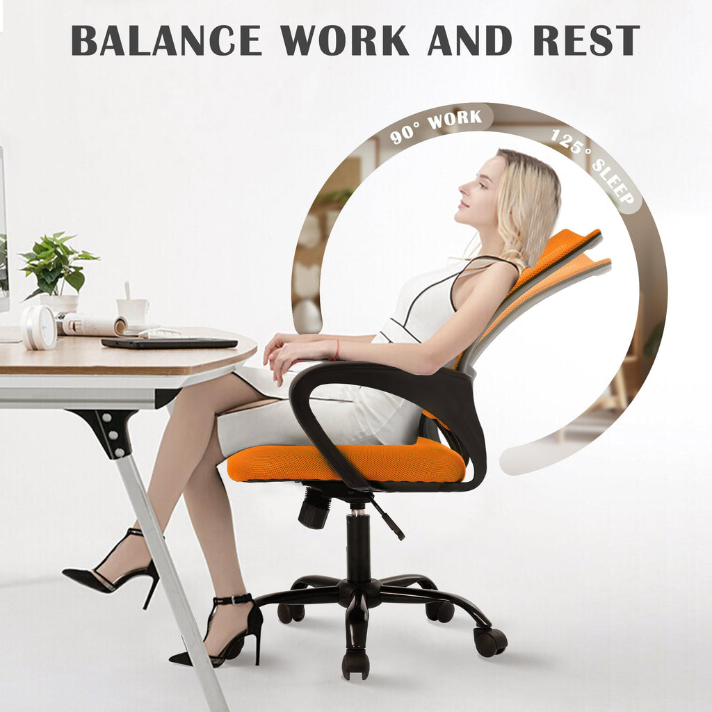 Orange Adjustable Mesh Office Chair with Lumbar Support H3048