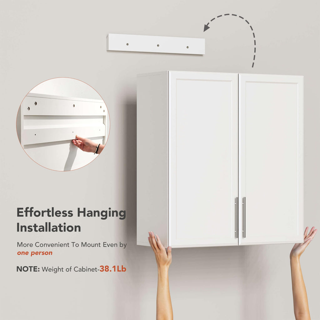 White Wall Cabinet with Adjustable Shelf I8542