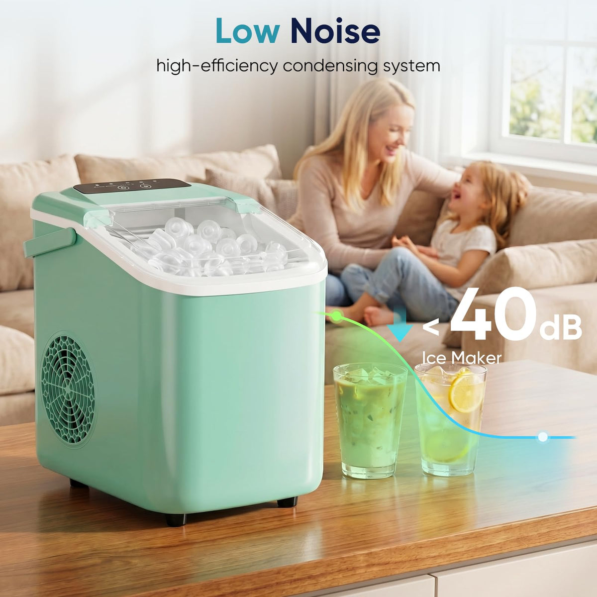 Countertop Ice Maker with Basket and Scoop, 26lbs Daily S816793