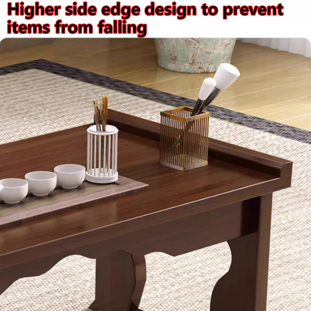 Foldable Bamboo Coffee Table with Storage S4424