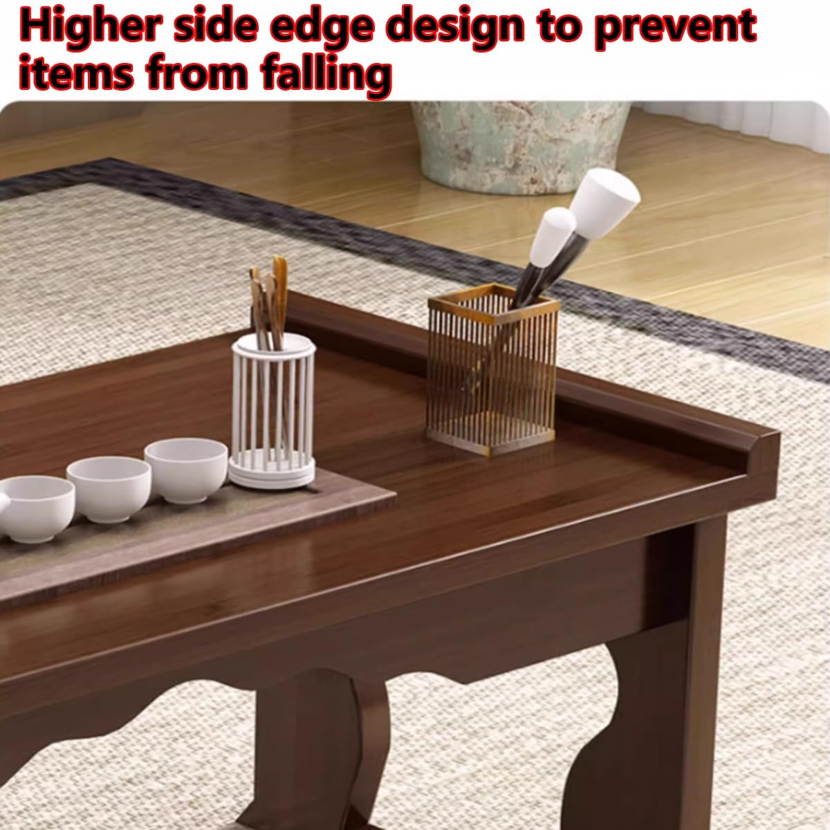 Foldable Bamboo Coffee Table with Storage S4424