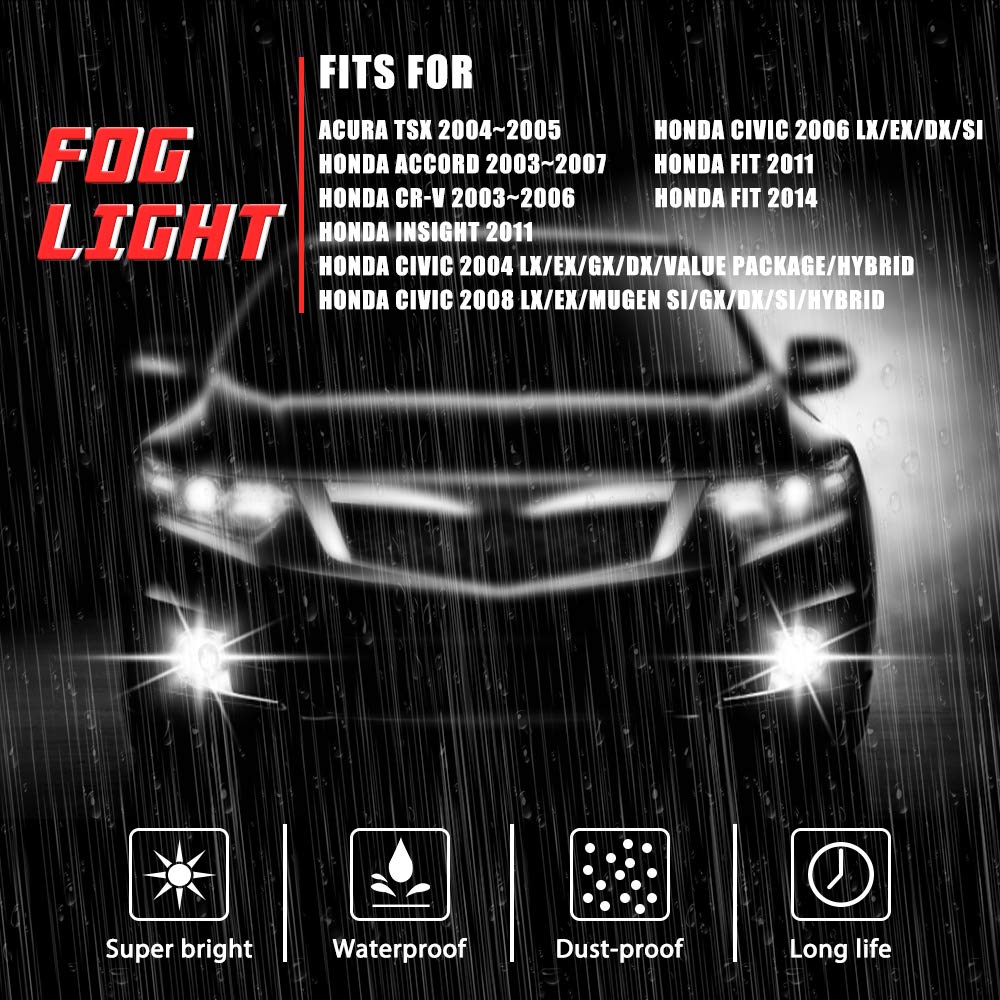 Driving Fog Lights Lamps Replacement with H11 12V 55W Halogen Bulbs & Wiring Harness Kit (Clear Lens) X261