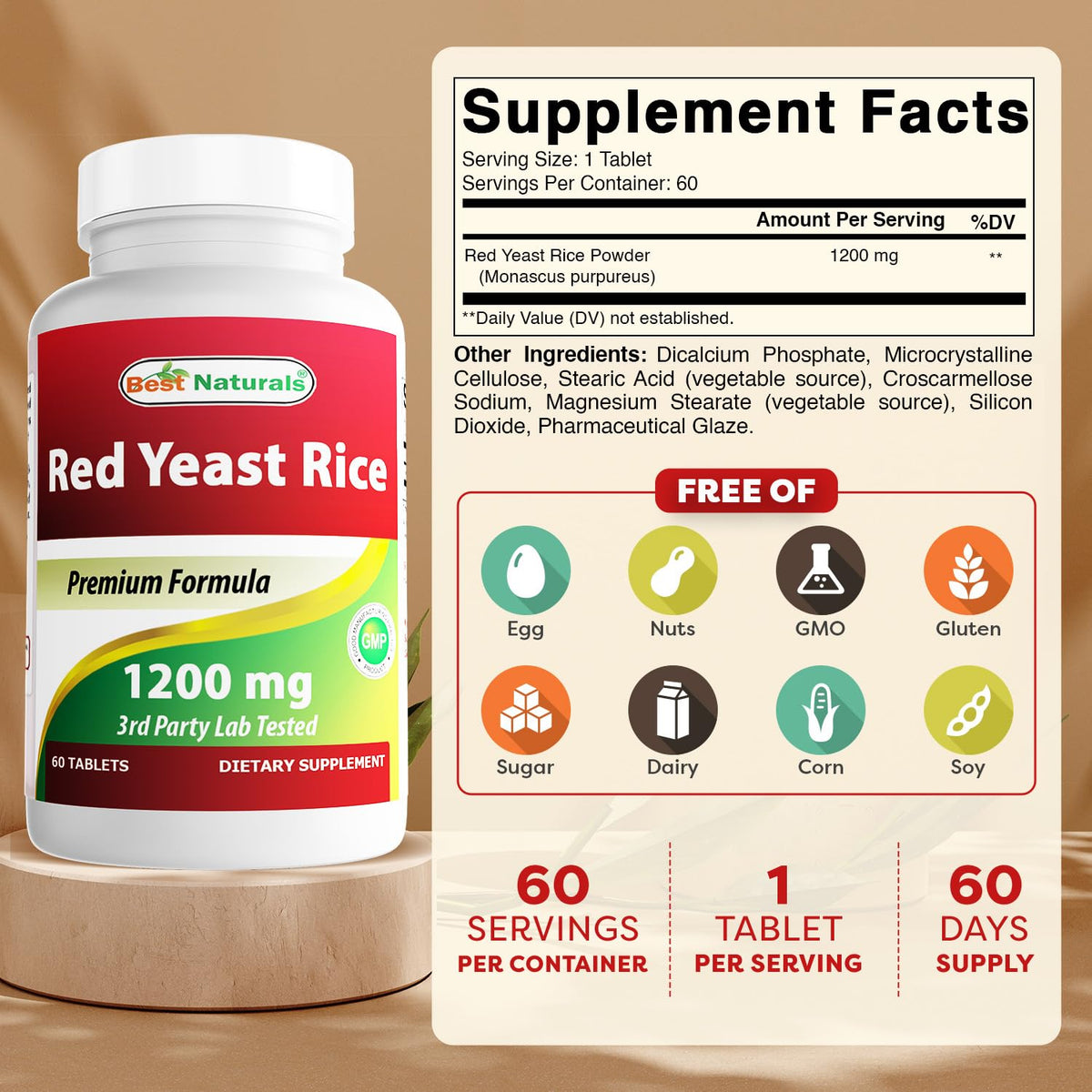 Red Yeast Rice 1200 Mg 60 Tablets T731