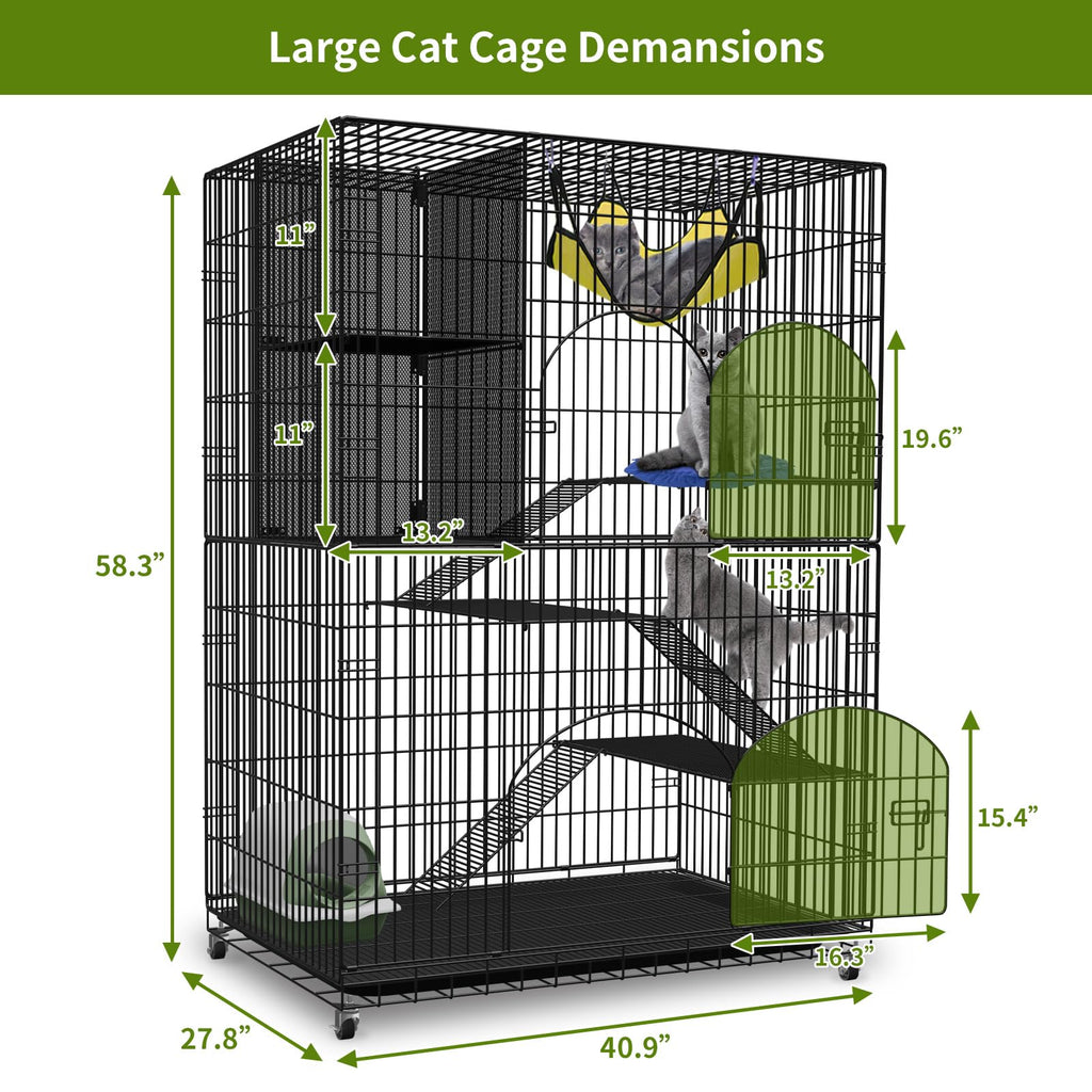 4-Tier Metal Cat Cage with Storage Cube D2945