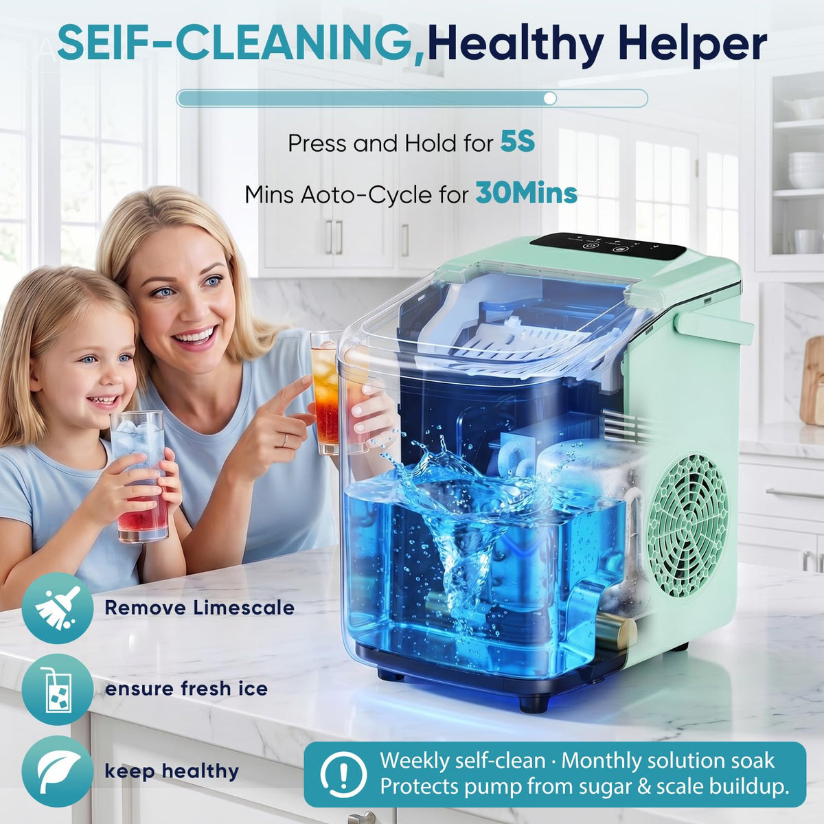 Countertop Ice Maker with Basket and Scoop, 26lbs Daily S816793