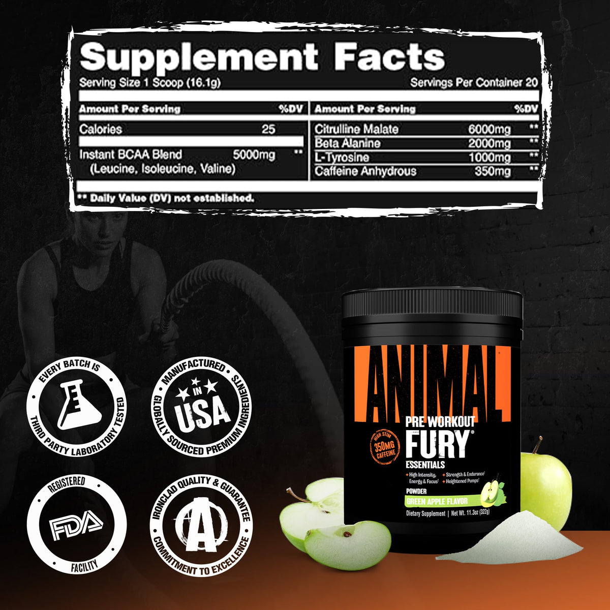Green Apple Pre Workout Powder 20 Serving Z599301
