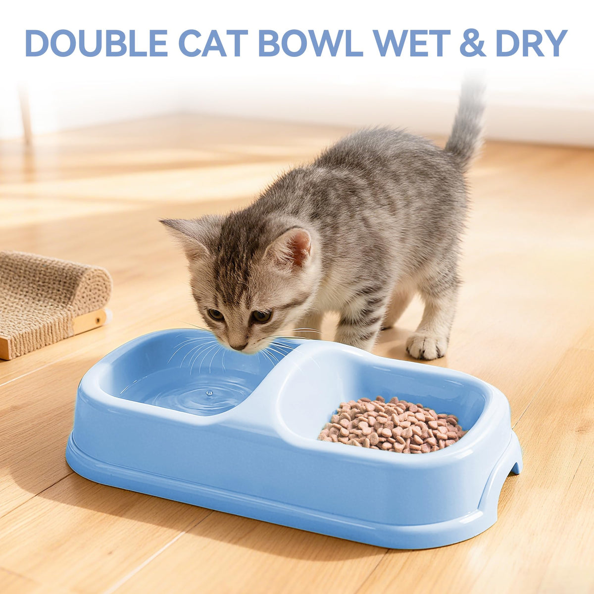 Cat Litter Box Set with Litter Scoop, Double Dish Cat Bowl, Mouse and Ball Toy A19687