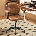 Brown Leather Office Chair with Wheels Q5719