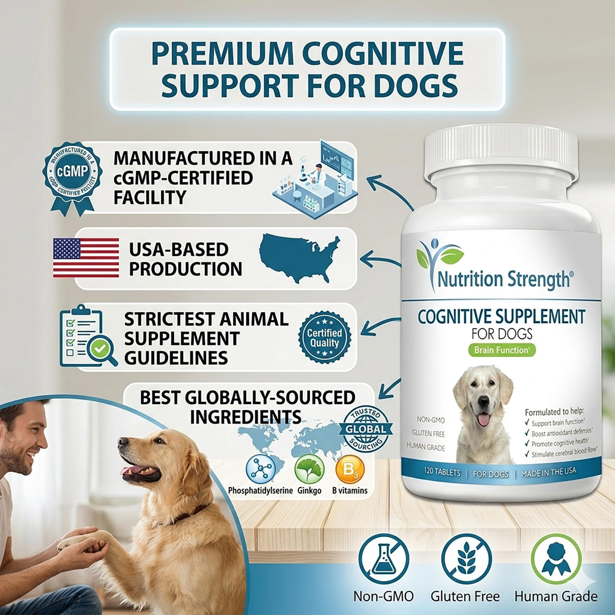 120 Chewable Tablets Cognitive Support Dog Supplement F947