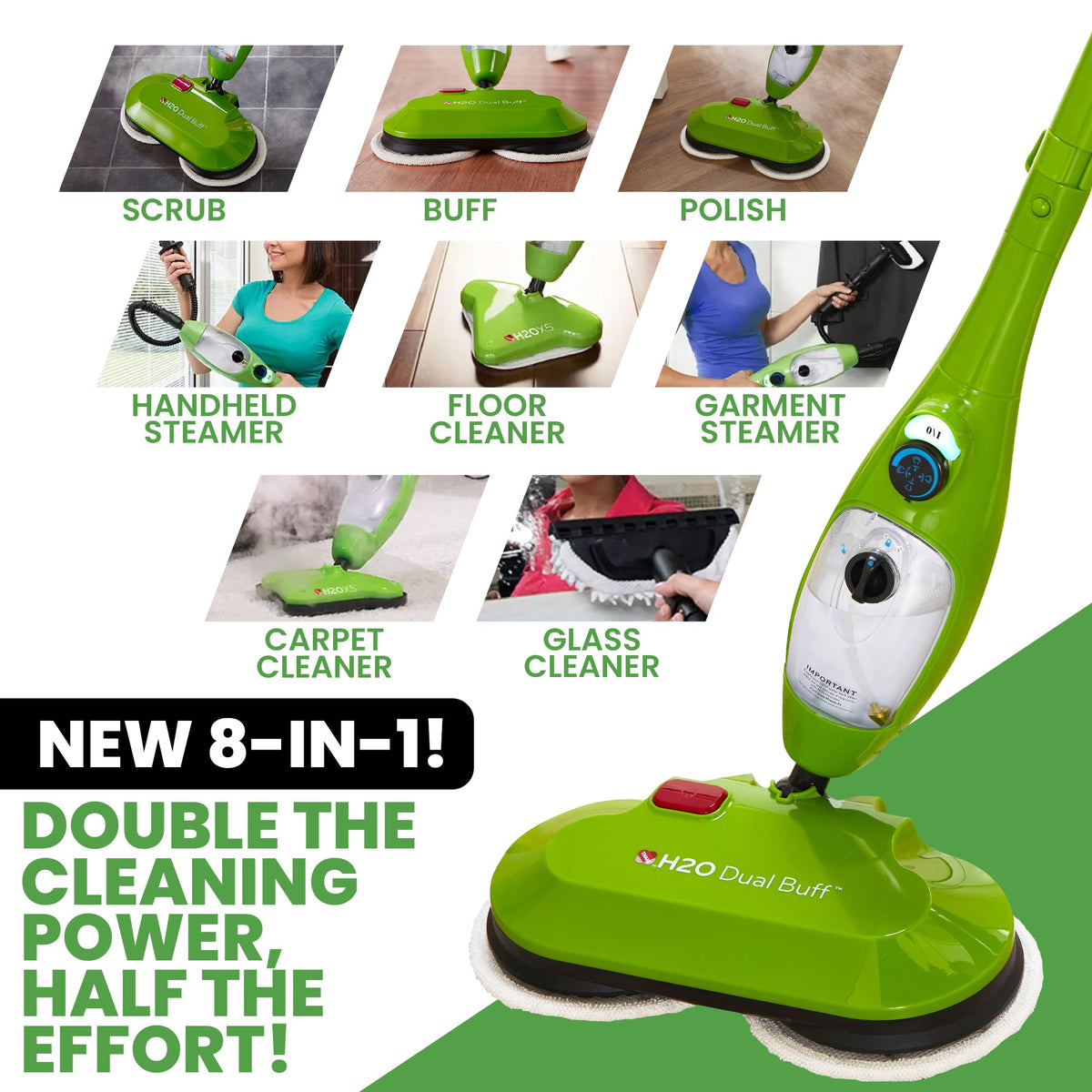 8 in 1 Handheld Steam Mop with 2 Washable Scrub Pads P459377