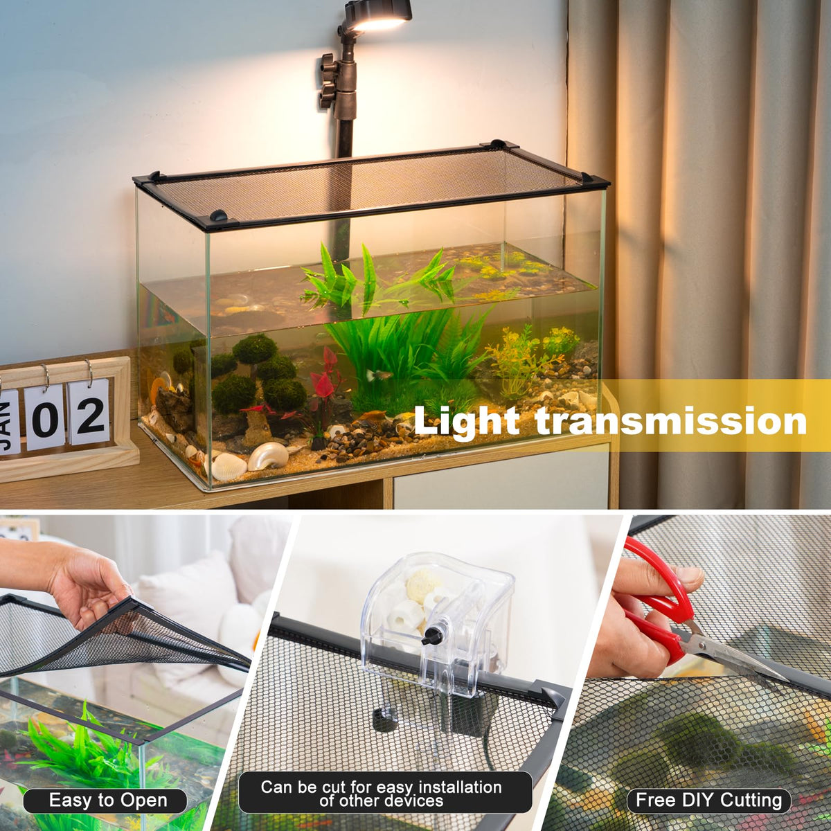 Magnetic Aquarium Lid Anti-Jumping Net Cover U92657