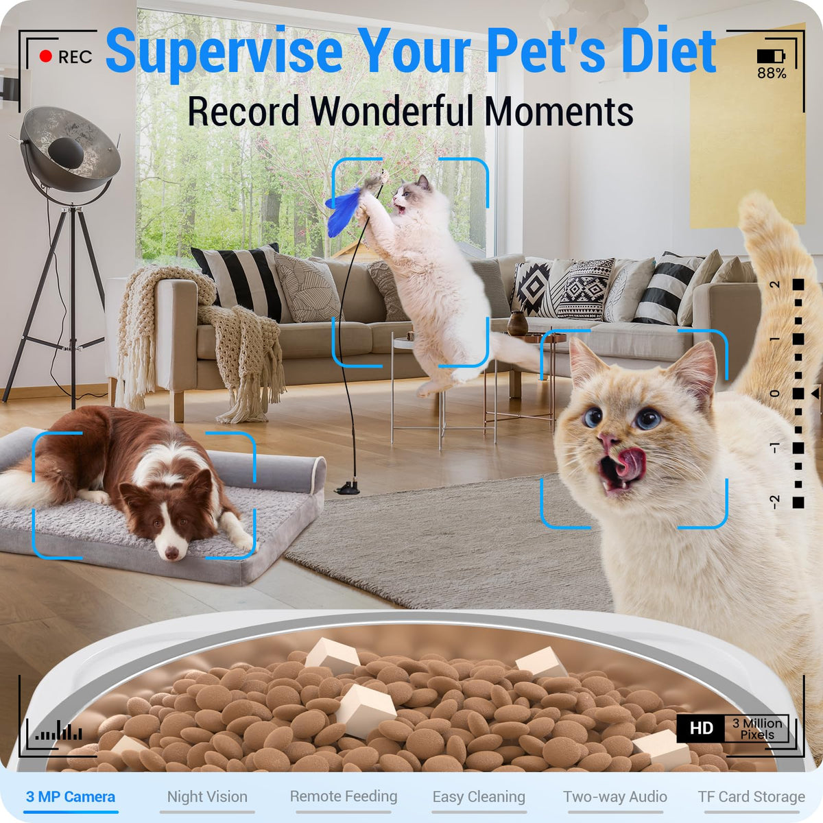 Automatic Cat Feeder with 2K Camera 5G WiFi 7L W4559