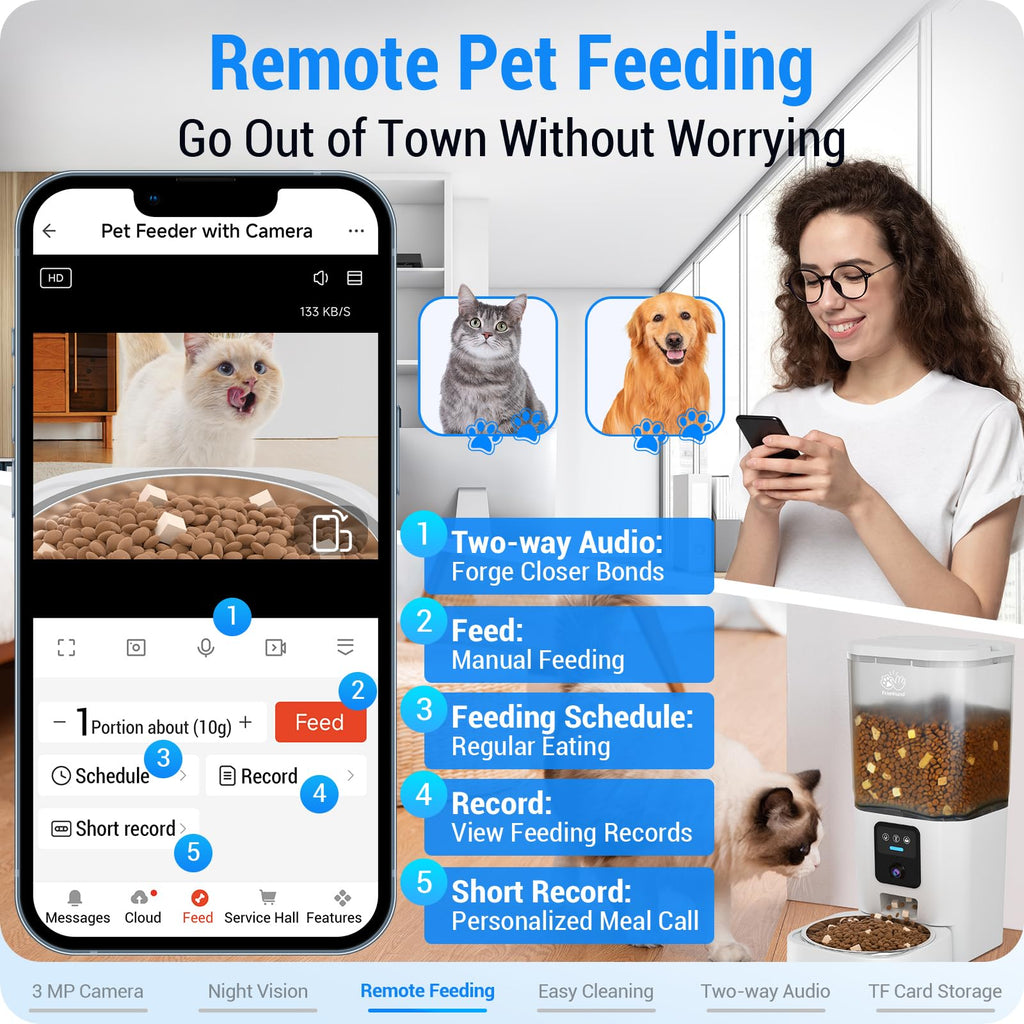 Automatic Cat Feeder with 2K Camera 5G WiFi 7L W4559