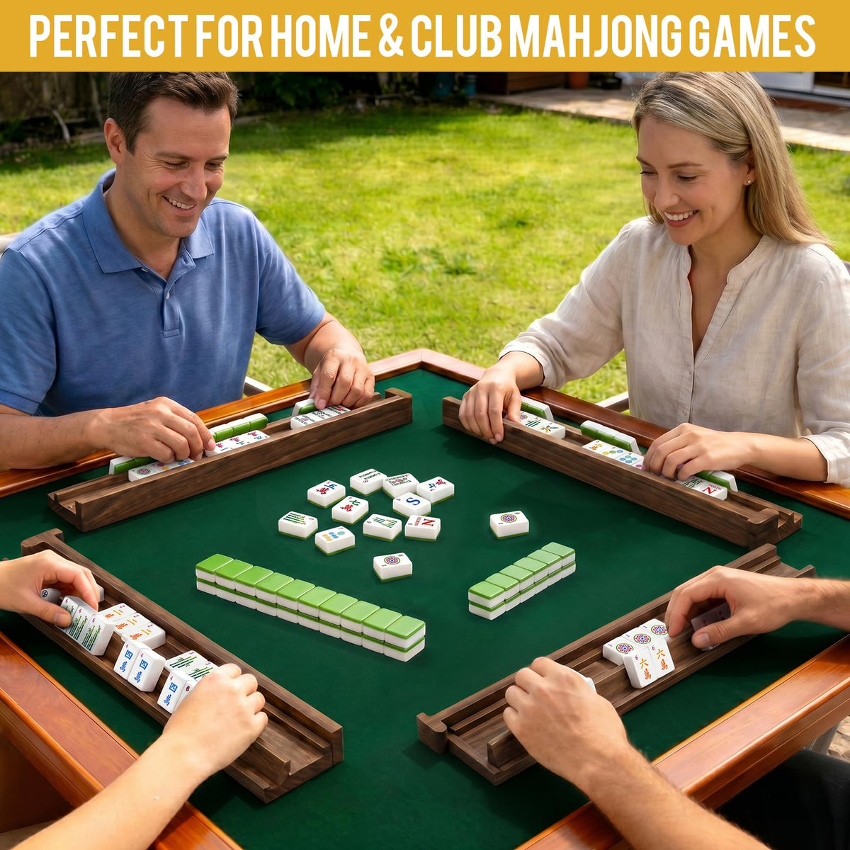 Acacia Wooden Mahjong Racks with Pushers P609712
