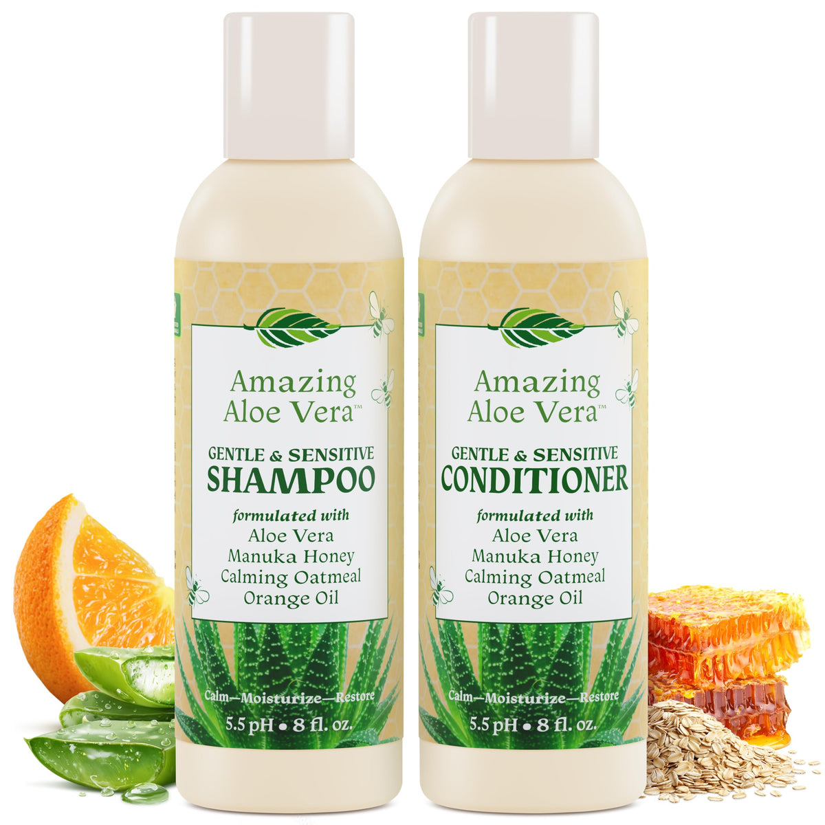 Sulfate-Free Aloe Vera Shampoo & Conditioner Set 2 x 8 Fl Oz T29478