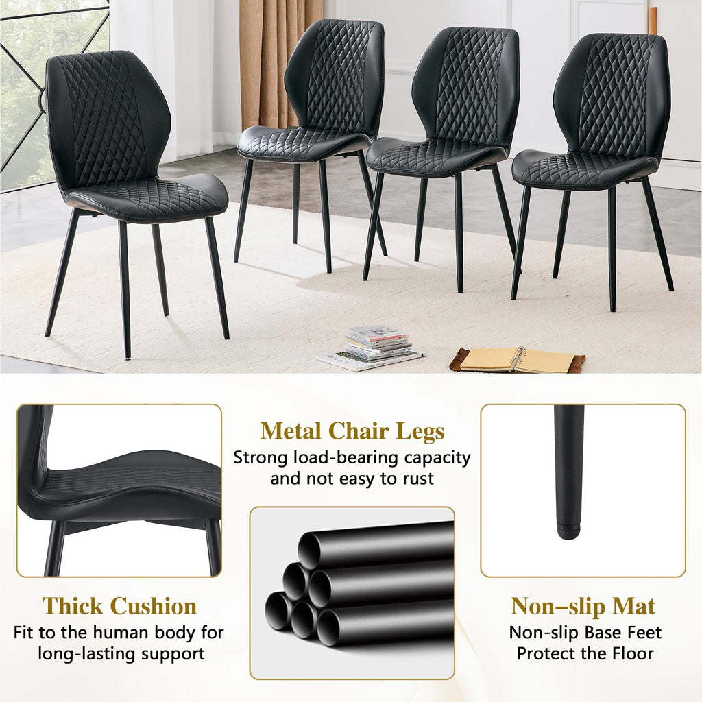 Set of 4 Black Upholstered Dining Chairs F107