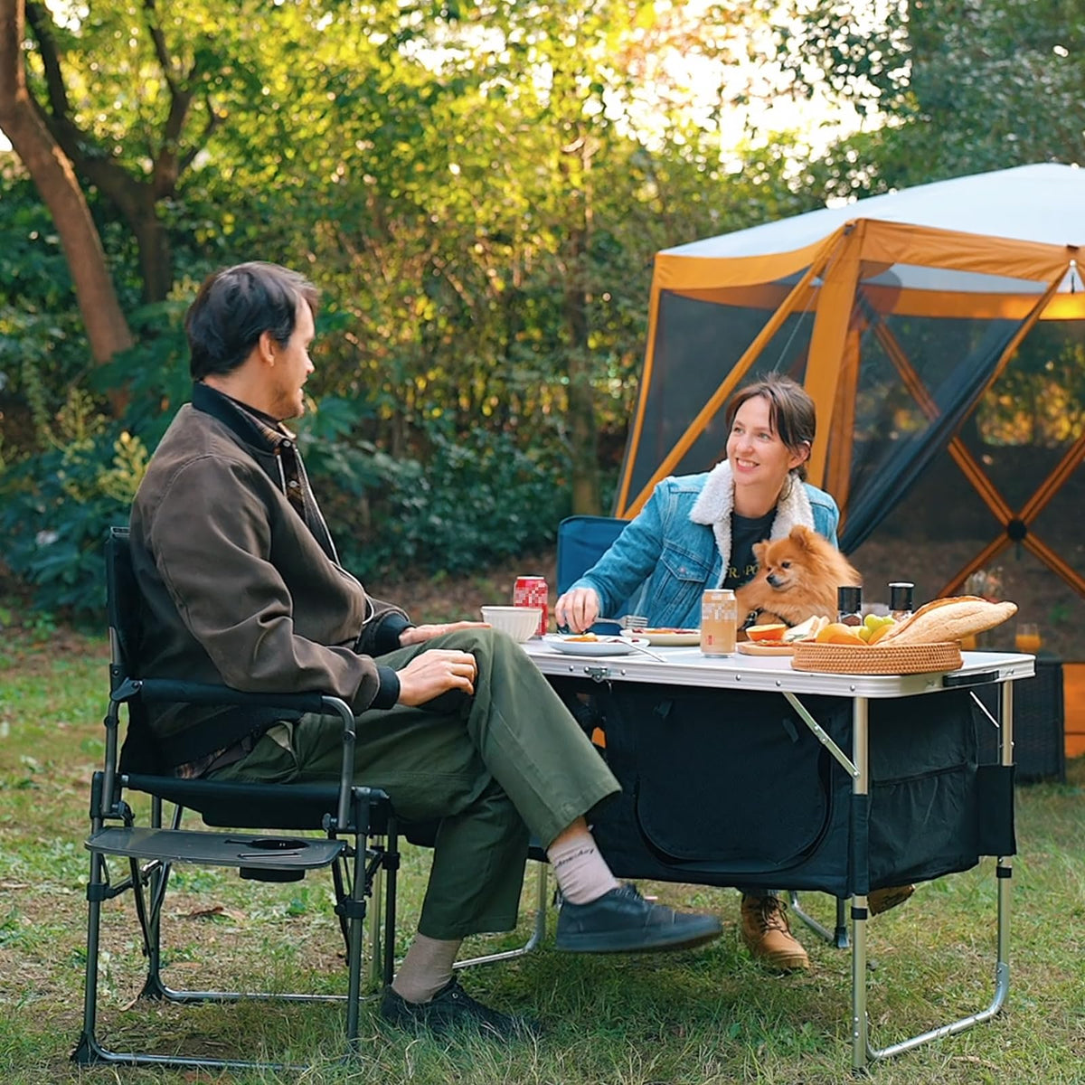 Folding Camping Table with Storage T40162