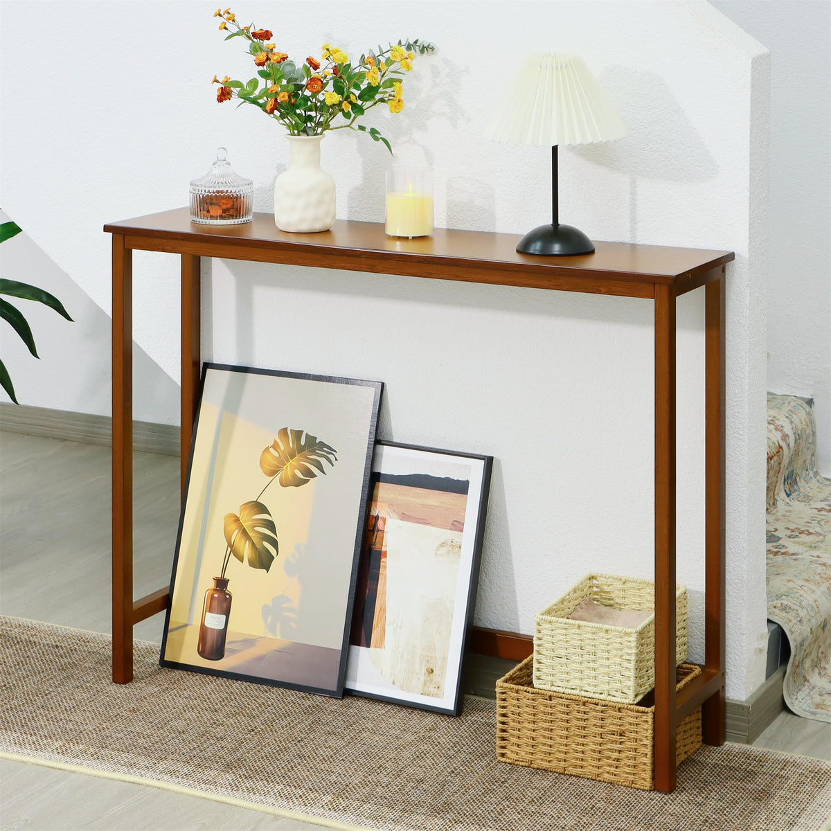 Bamboo Narrow Wood Console Table J73096