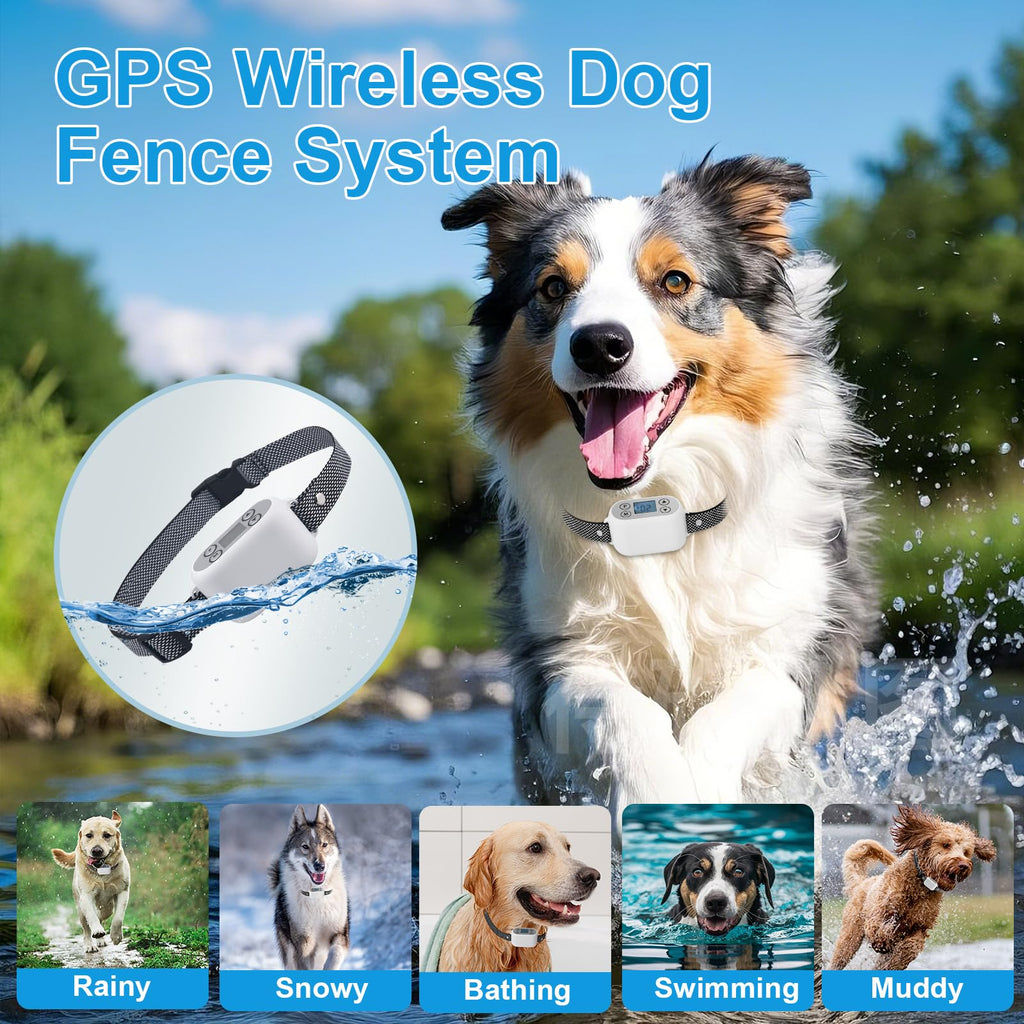 Wireless Dog Fence System with App Control, IPX7 Waterproof, up to 5 Dogs X7953