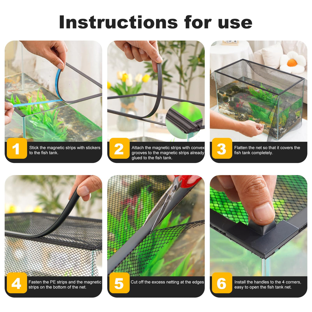 Magnetic Aquarium Lid Anti-Jumping Net Cover U92657