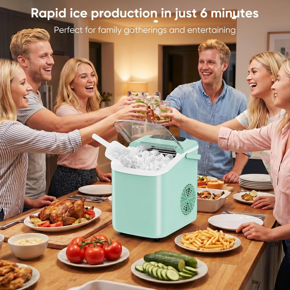 Countertop Ice Maker with Basket and Scoop, 26lbs Daily S816793