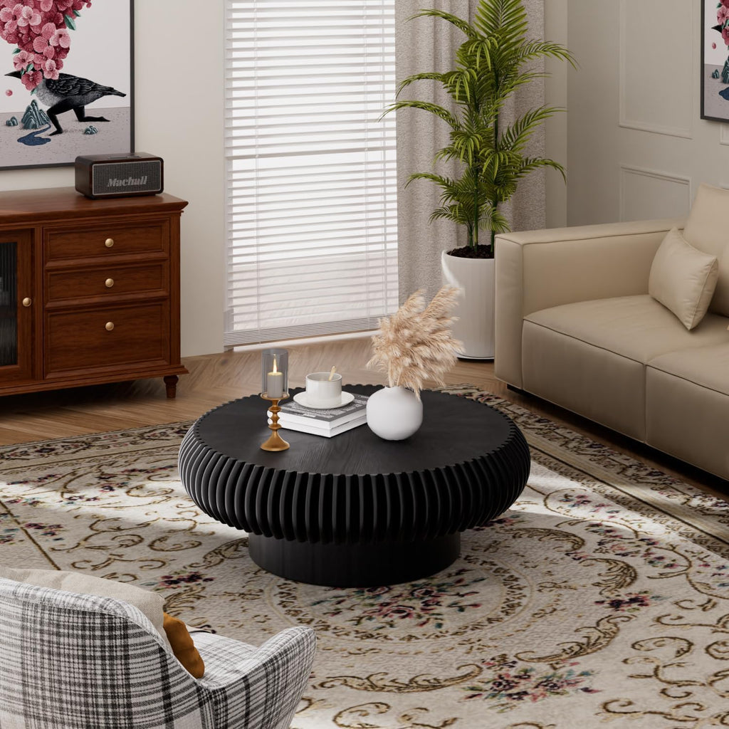 31.5" Black Drum Coffee Table F485501