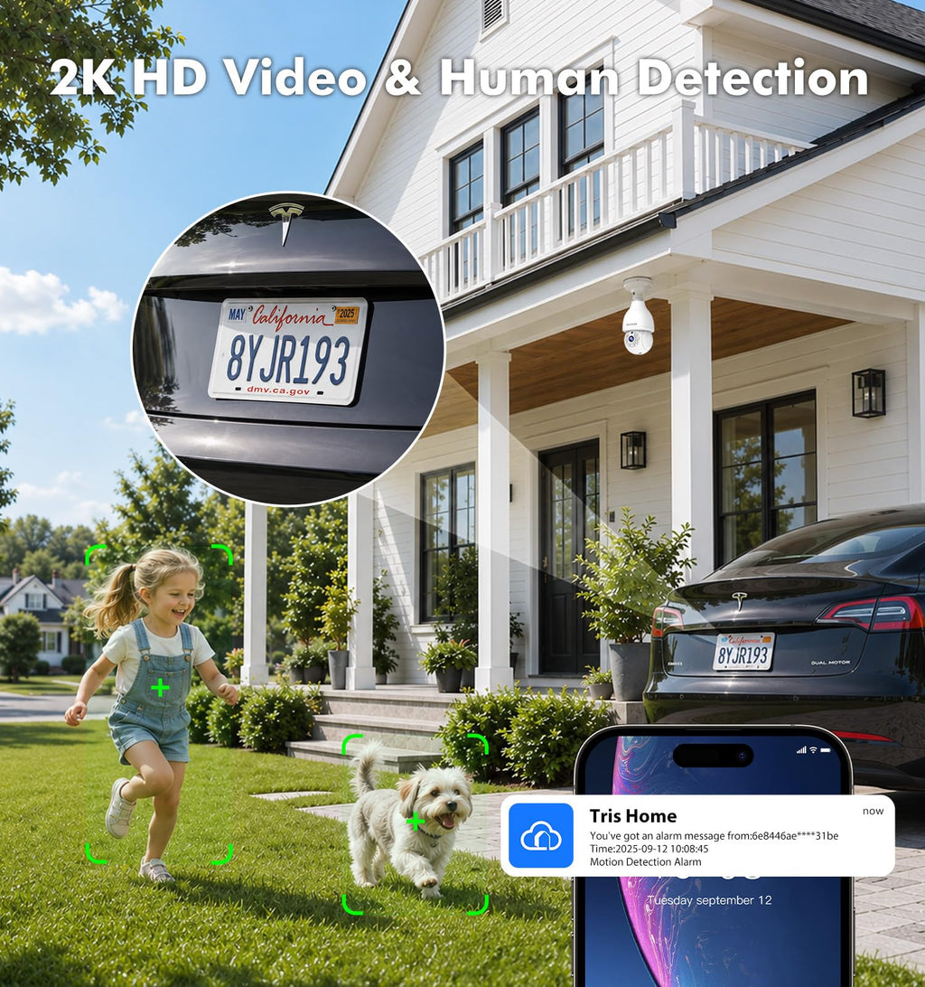2K Light Bulb Security Camera, 5G/2.4G WiFi, 2 Pack J421